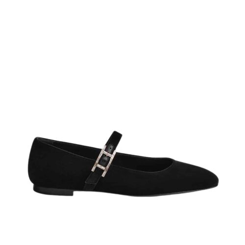 Hermes Jane Ballet Flats Suede Noir H242046Z 02370