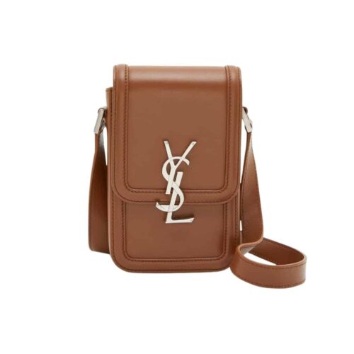 Saint Laurent Solferino Mini Smooth Leather Crossbody Bag Brown 11cm