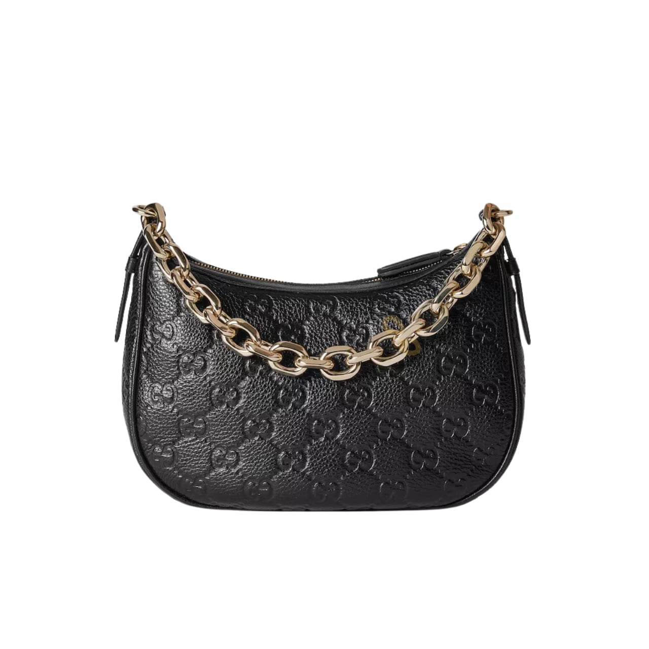 Gucci GG Emblem Small Grained Leather Shoulder Bag Black 23Cm 815409 Aaeem 1000