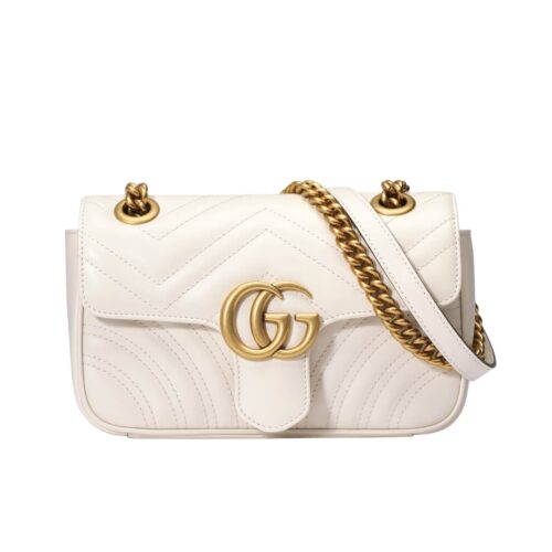 Gucci GG Marmont Mini Matelasse Leather Shoulder Bag White 22Cm ‎446744 DTDIT 9022