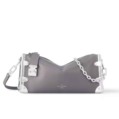 Louis Vuitton Slim Trunk Leather Shoulder Bag Gris Trianon 23Cm M12596