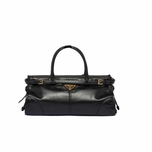Prada Medium Leather Handbag Black 32Cm 1Ba426 2Cyr F0002 V Moo
