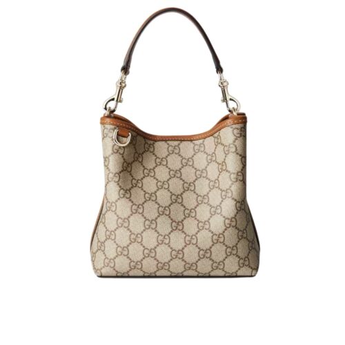 Gucci GG Emblem Small GG Monogram Canvas Bucket Bag Beige And Brown 19Cm ‎815118 FAD6L 9758