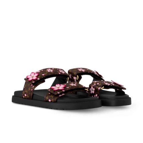 Louis Vuitton X Murakami LV Sunset Flat Comfort Monogram Canvas Mule Sakura Brown 1AGVZ6