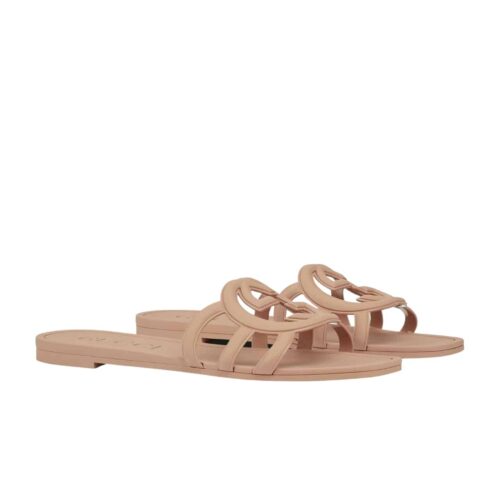 Gucci Women's Interlocking G Slide Rubber Sandal Light Beige 780307 J8700 2526