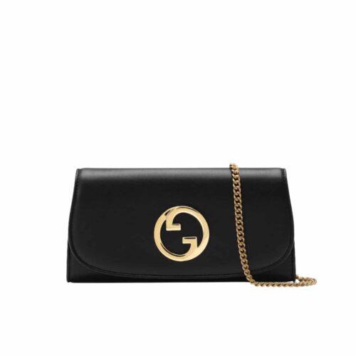 Gucci Blondie Leather Chain Wallet Bag Black 21Cm ‎725215 Uxx0G 1000