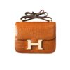 Hermes Constance 19 Mini Shiny Alligator Palladium Hardware Crossbody Bag Gold 19Cm