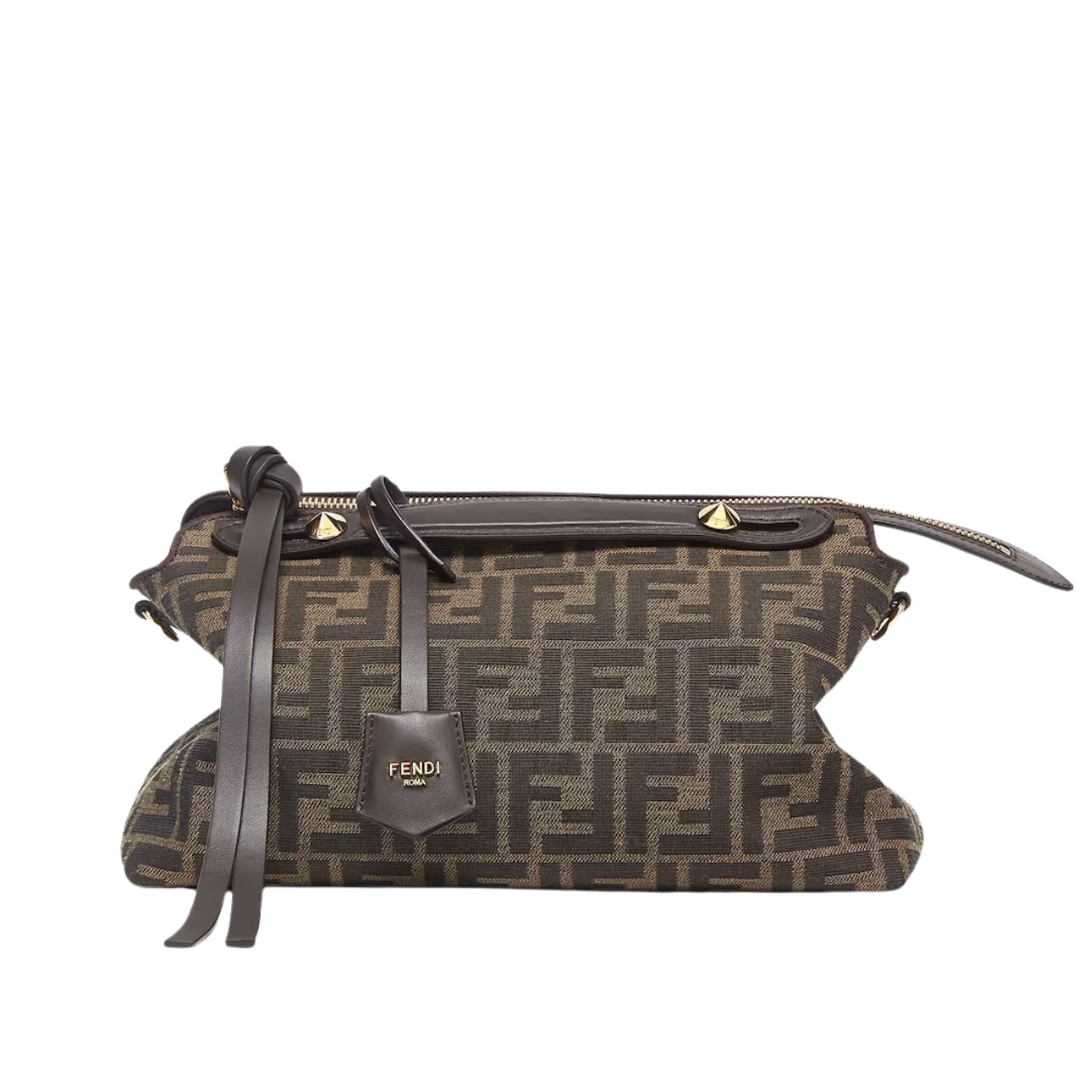 Fendi By The Way Medium FF Jacquard Fabric Boston Bag Brown 27Cm 8BL155AFPMF1GL7