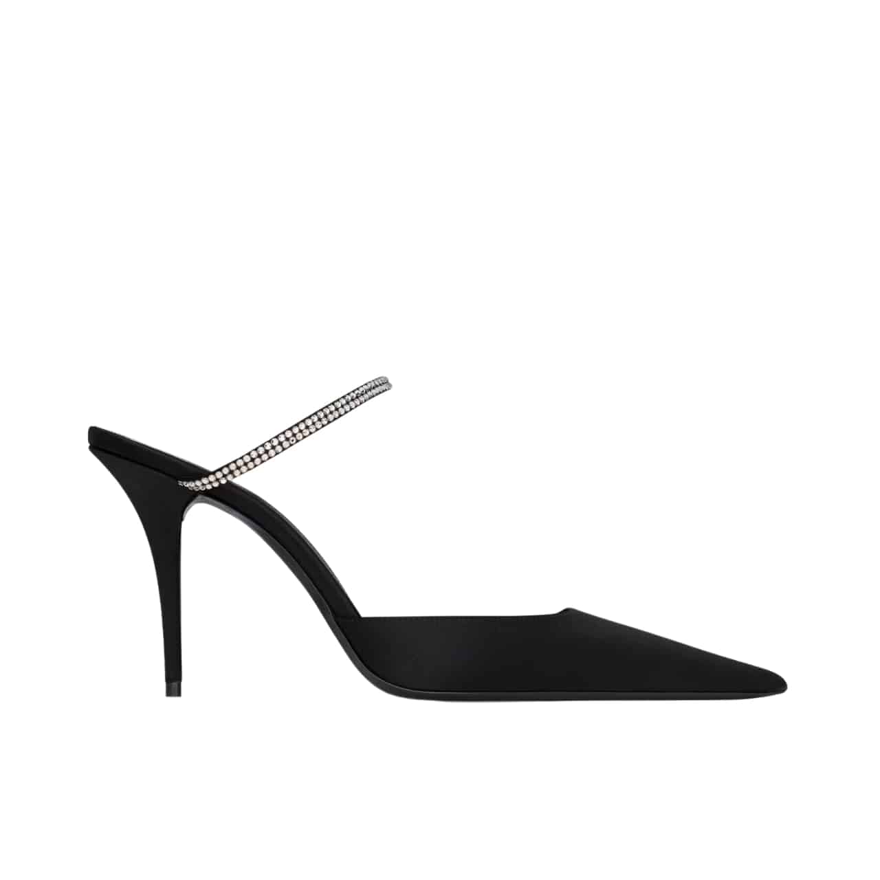 Saint Laurent Barbara Mules Satin And Rhinestones Black 7997159QN0A1021