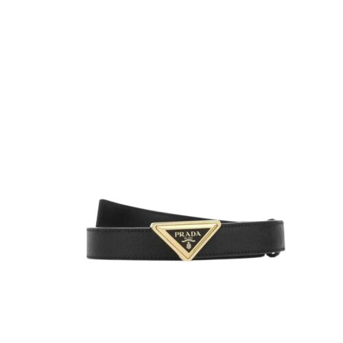 Prada Logo Plaque Leather Belt Black 20Mm