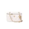 Chanel Pearl Crush Small Smooth Leather Vanity Case White Black 17cm