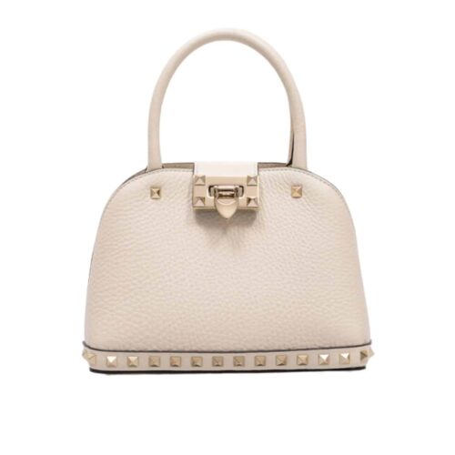 Valentino Garavani Rockstud Handbag In Grainy White 21Cm
