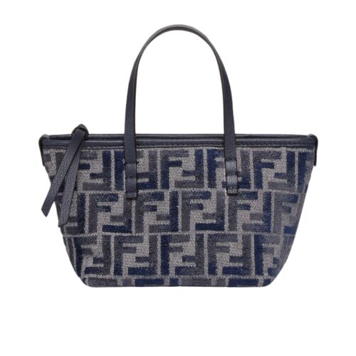 Fendi Mini Roll FF Chenille Tote Bag Dark Blue 18Cm 8Bs096Asu1F1Pqk