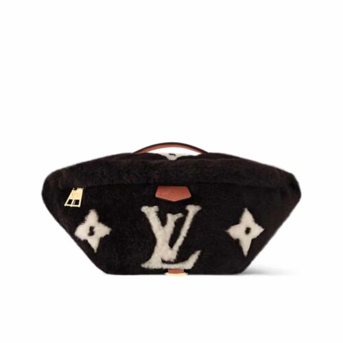 LOUIS VUITTON LV SKI BUMBAG SHEARLING BICOLOR CHOCOLATE AND CREAM 31CM M11799