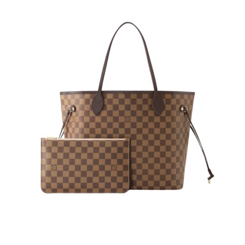 Louis Vuitton Neverfull MM Damier Ebene Tote Bag Brown Light Pink 31Cm N41603