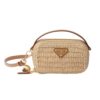 Prada Crochet And Leather Pouch Bag Natural 18Cm 1Nr025 2Cyc F0018