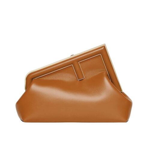 Fendi First Small Leather Clutch Brown 23Cm 8Bp129Abvef0Nyj