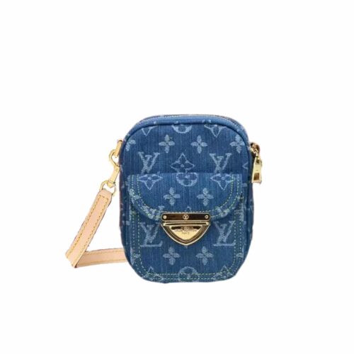 Louis Vuitton Fairfax Pochette Monogram Denim Crossbody Bag Blue 17Cm M82948