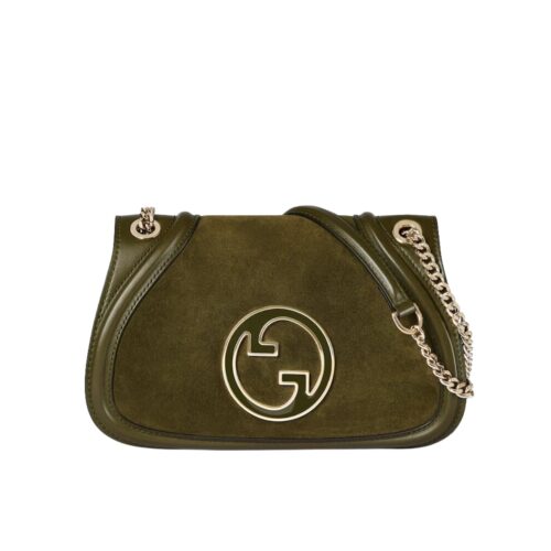Gucci Blondie Small Suede Shoulder Bag Dark Green 26cm 815715 Caaau 3027