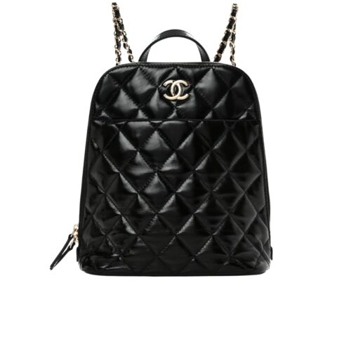 Chanel My Pocket Small Smooth Leather Backpacks Black 24cm