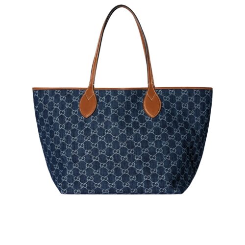 Gucci Totissima Large GG Denim Tote Bag Blue And Brown 30Cm 820481 Faecc 4243
