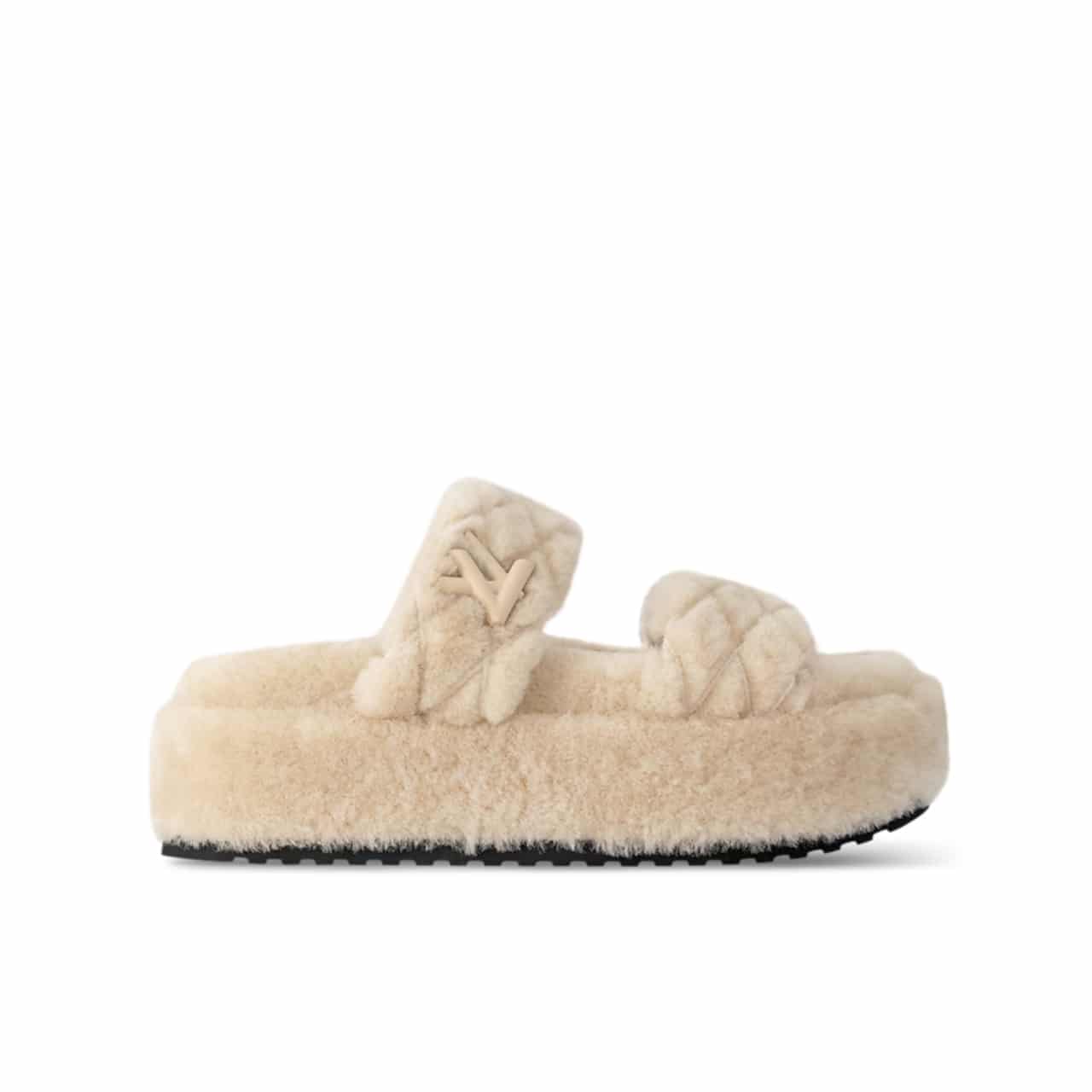 Louis Vuitton LV Sunset Platform Comfort Fur Mule Beige 1Actvf
