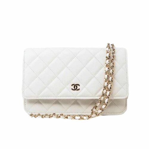 Chanel Classic Small Grained Leather Wallet On Chain Bags White 19cm