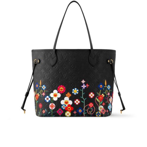 Louis Vuitton X Takashi Murakami Neverfull MM Tote Bag Black 31Cm M13675
