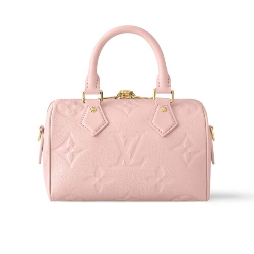 Louis Vuitton Speedy Bandoulière 20 Monogram Empreinte Handle Bag Pink 20cm M47136