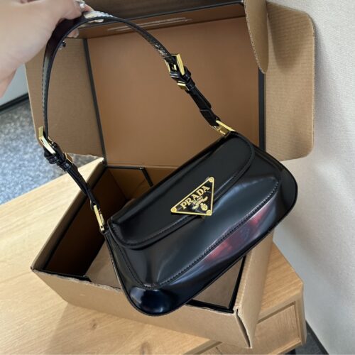 Alternative view of Prada Cleo Patent Leather Shoulder Bag Black 25Cm 1Bd355 069 F03Kj V Hto
