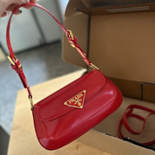 Alternative view of Prada Cleo Patent Leather Shoulder Bag Cherry Red 25Cm 1Bd355 069 F0E06 V Hto