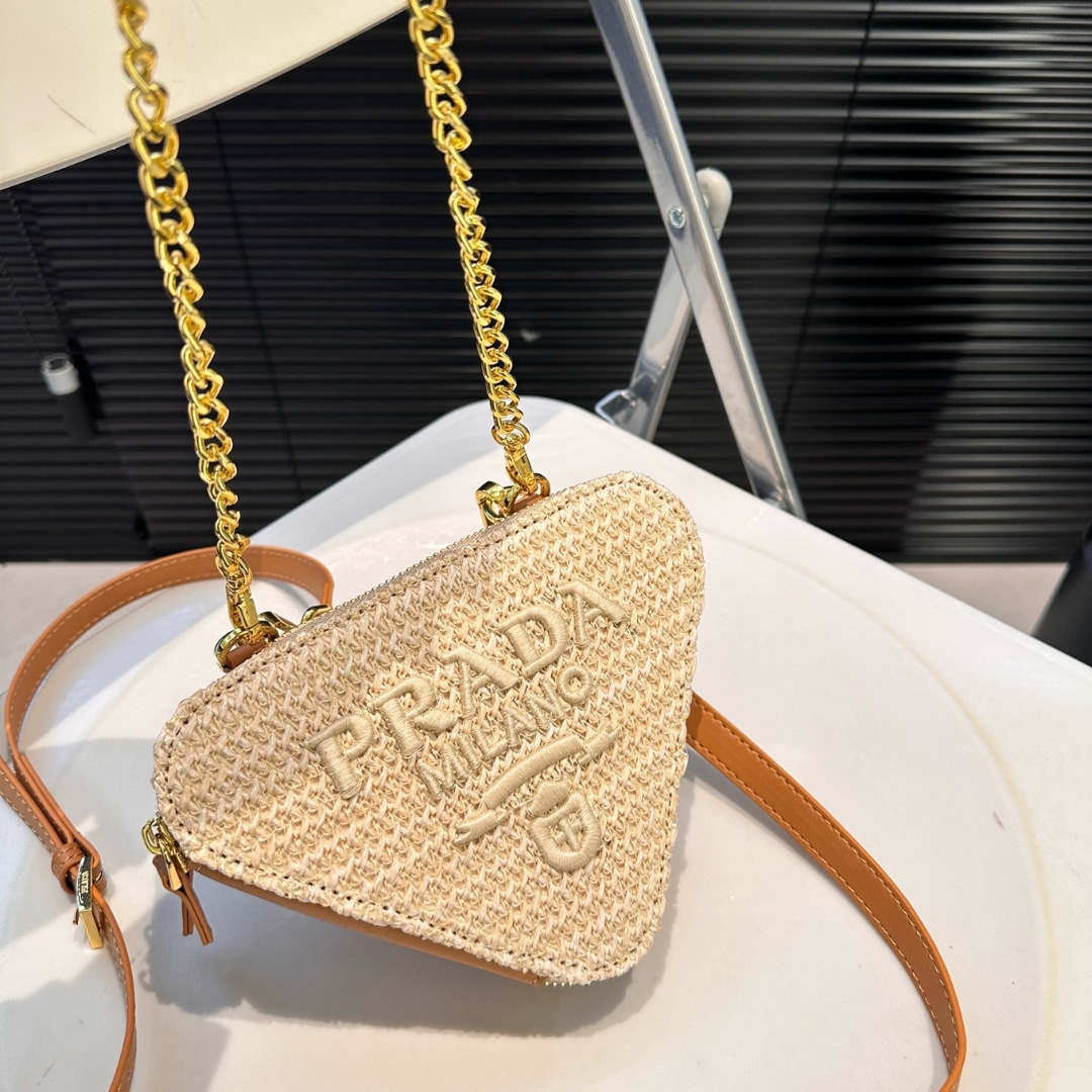 Prada Mini Crochet Raffia Shoulder Bag Natural 19cm 1NR015 2CXK F0018 - Image 2