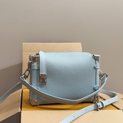 Alternative view of Louis Vuitton Side Trunk MM Grained Leather Shoulder Bag Bleu Olympe 23Cm M25067