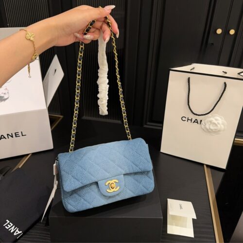 Alternative view of Chanel Classic Mini Washed Denim Flap Bag Blue 19cm A01112 B16747 NX158