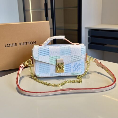 Alternative view of Louis Vuitton Pochette Métis East West Damier Canvas Crossbody Bag Light Blue 21cm