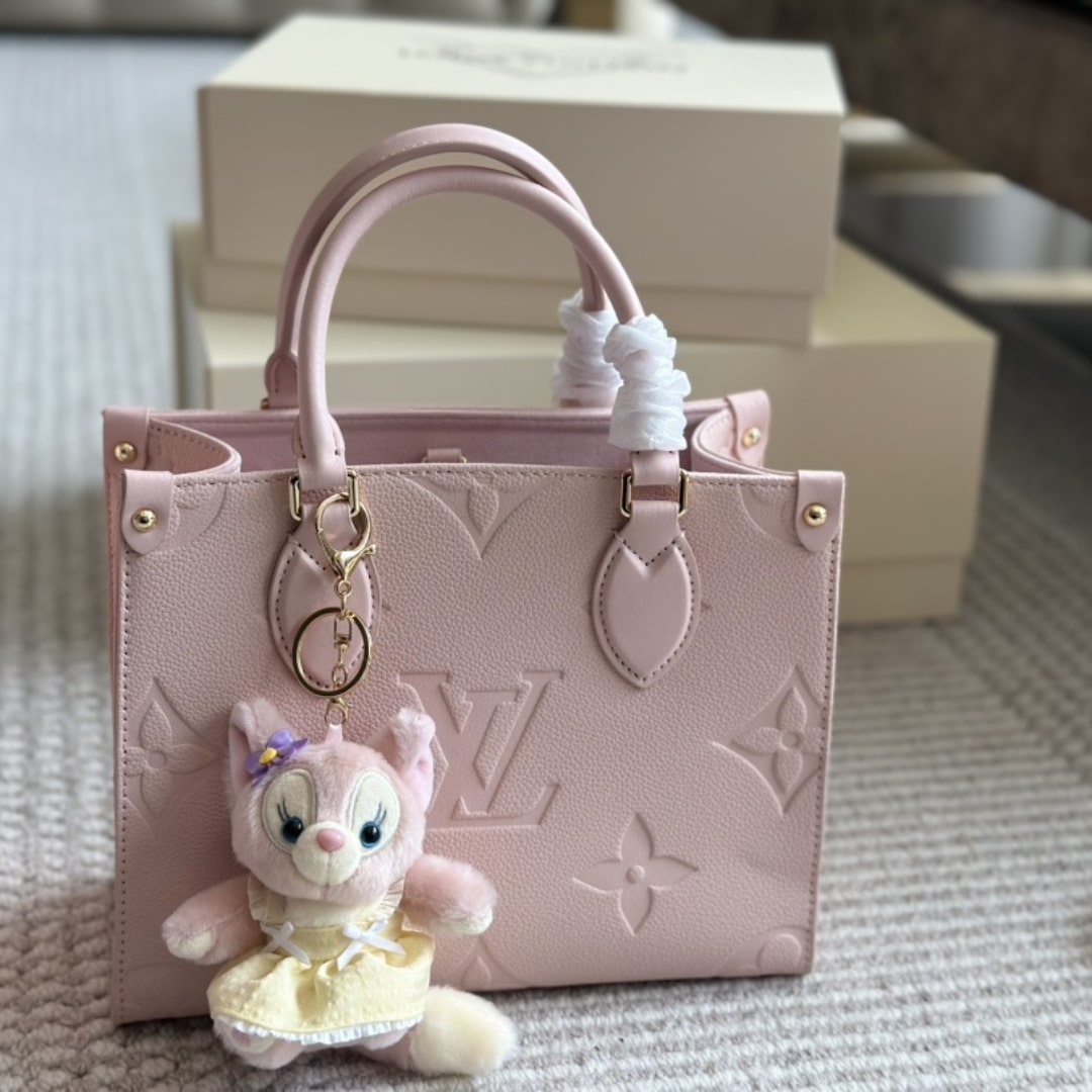 Louis Vuitton Onthego PM Monogram Empreinte Tote Bag Pink Opale 25Cm M47135 - Image 2