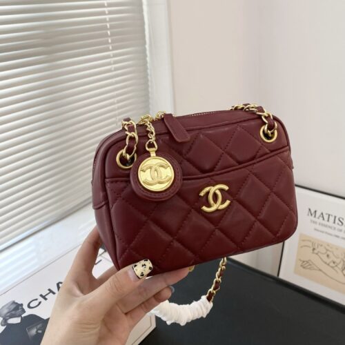 Alternative view of Chanel Mini Smooth Leather Camera Case Burgundy 18Cm AS5190 B18306 NZV44