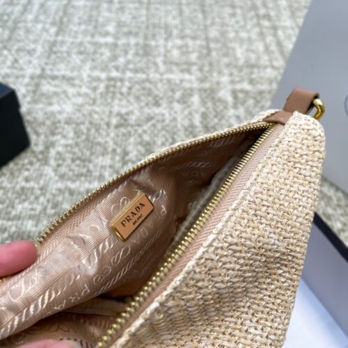 Alternative view of Prada Triangle Crochet Shoulder Bag Natural 25Cm 1Bh190 2A2T F0018 V Duo