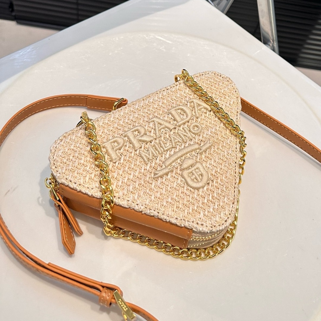 Prada Mini Crochet Raffia Shoulder Bag Natural 19cm 1NR015 2CXK F0018 - Image 3