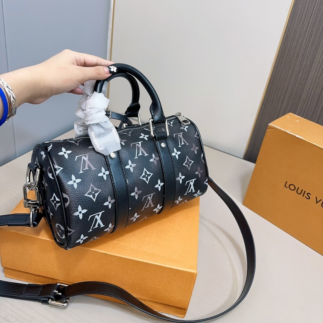 Louis Vuitton Keepall Bandoulière 25 Monogram Brushed Handbag Black 25Cm M11595 - Image 8