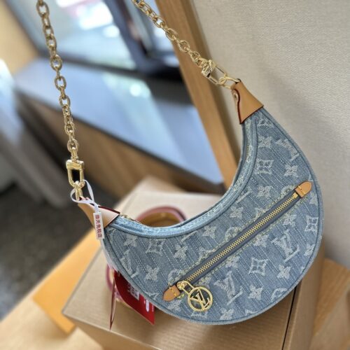 Alternative view of Louis Vuitton Loop Small Monogram Denim Shoulder Bag Sky Blue 25cm M24846