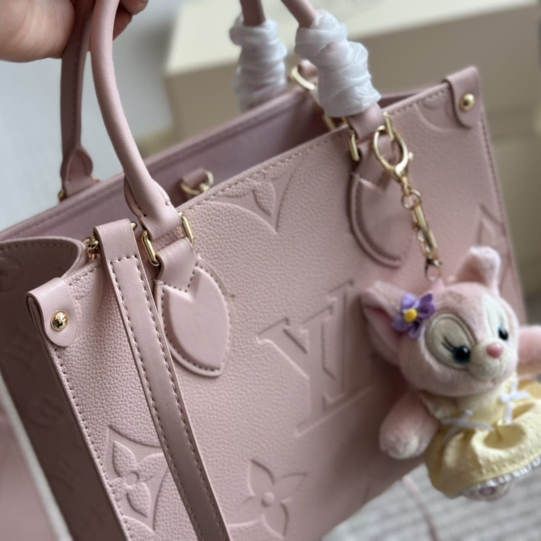 Louis Vuitton Onthego PM Monogram Empreinte Tote Bag Pink Opale 25Cm M47135 - Image 4