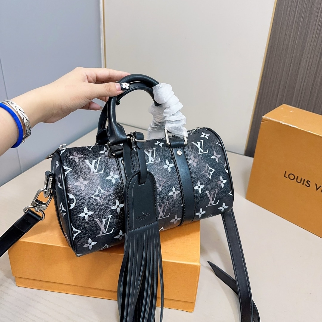Louis Vuitton Keepall Bandoulière 25 Monogram Brushed Handbag Black 25Cm M11595 - Image 7
