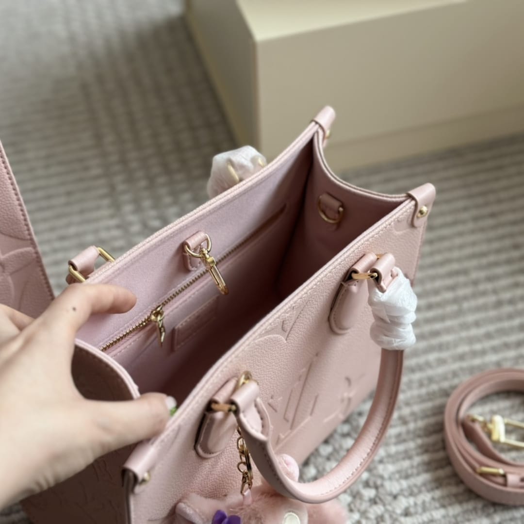 Louis Vuitton Onthego PM Monogram Empreinte Tote Bag Pink Opale 25Cm M47135 - Image 6