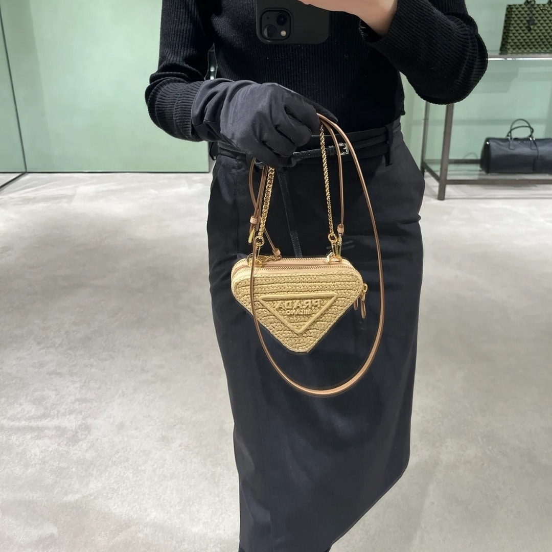 Prada Mini Crochet Raffia Shoulder Bag Natural 19cm 1NR015 2CXK F0018 - Image 9