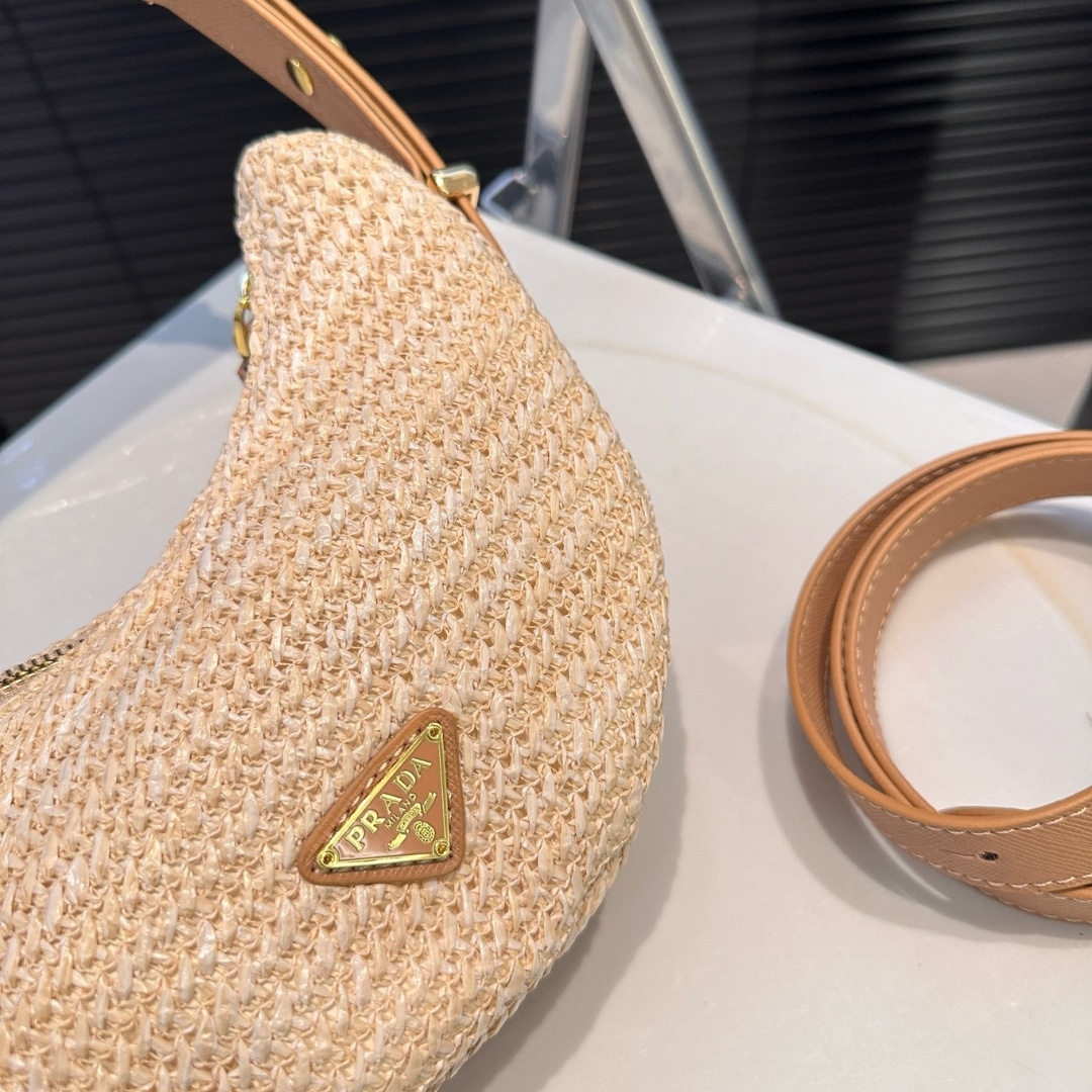 Prada Arqué Crochet Shoulder Bag Natural 22Cm 1Bc194 2M2T F0018 V Ouo - Image 9