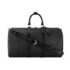 Louis Vuitton Keepall Bandoulière 45 Monogram Empreinte Duffle Bag Black 45Cm M45532