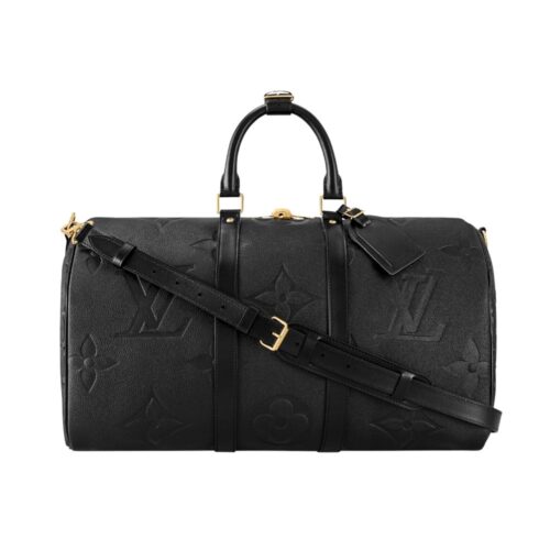 Louis Vuitton Keepall Bandoulière 45 Monogram Empreinte Duffle Bag Black 45Cm M45532