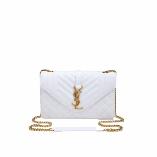 Saint Laurent Envelope Small Bag In Mix Matelassé Grain De Poudre Embossed White 600195Bow919207
