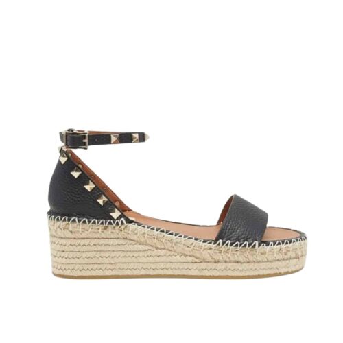 Valentino Garavani Rockstud Leather Flatform Espadrille Sandals 55mm 261807F124000